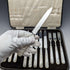 1950's British Vintage White Pearl Handle Cutlery 6 Pair Set with Case Mappin & Webb