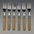 British Vintage Resin Handle Fish Cutlery 6 Pair Set in Wooden Box Cooper Brothers