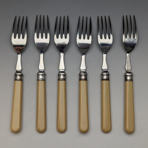 英国ヴィンテージ 樹脂ハンドル フィッシュカトラリー6ペアセット 木箱入り Cooper Brothers