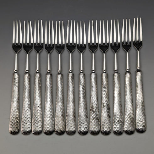 英国ヴィンテージ シルバープレート製 カトラリー12ペアセット 木箱入り Elkington