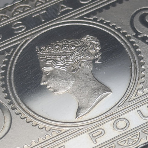 1977年 エリザベスⅡ世 戴冠25周年ジュビリー 純銀製 5ポンド切手レプリカ 40g