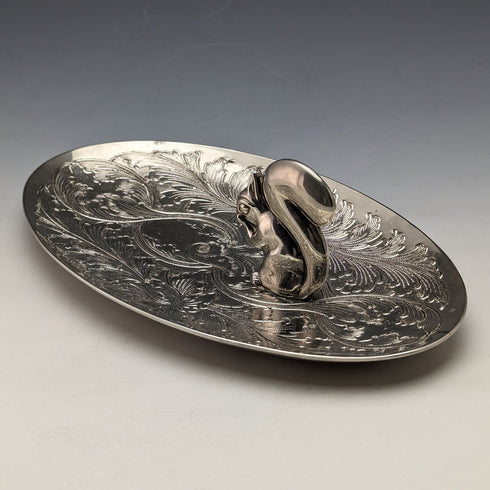 英国ヴィンテージ シルバープレート製 リス装飾 オーバルディッシュ