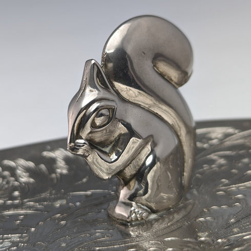 英国ヴィンテージ シルバープレート製 リス装飾 オーバルディッシュ