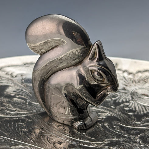 英国ヴィンテージ シルバープレート製 リス装飾 オーバルディッシュ