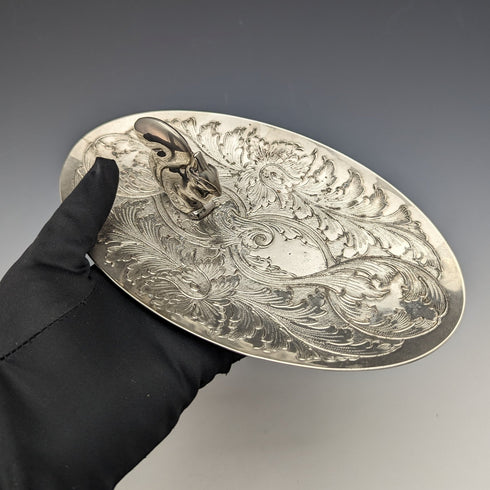 英国ヴィンテージ シルバープレート製 リス装飾 オーバルディッシュ