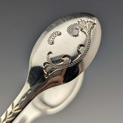 1908 年英國古董 6 純銀茶匙和糖鉗套裝,裝在阿特金兄弟盒中