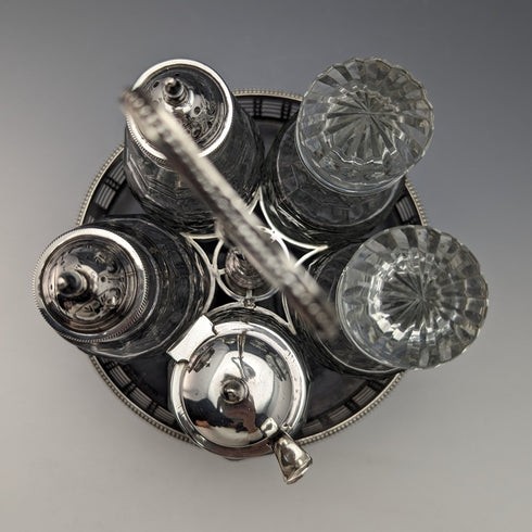 1779 年英國古董純銀和雕花玻璃調味品套裝菲利普弗里曼