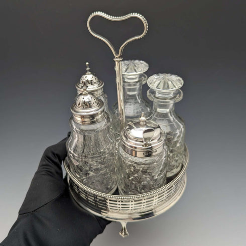 1779 年英國古董純銀和雕花玻璃調味品套裝菲利普弗里曼
