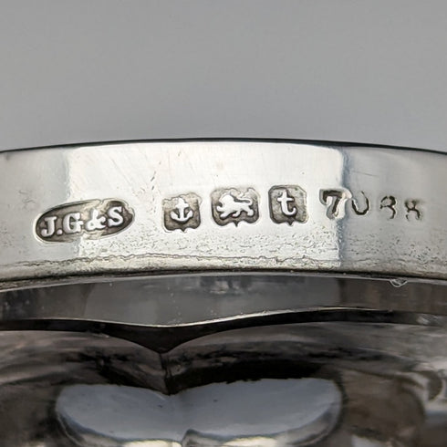 1918 British Antique Glass Sterling Silver Decor Candle Stand Candlestick John Grinsell & Sons