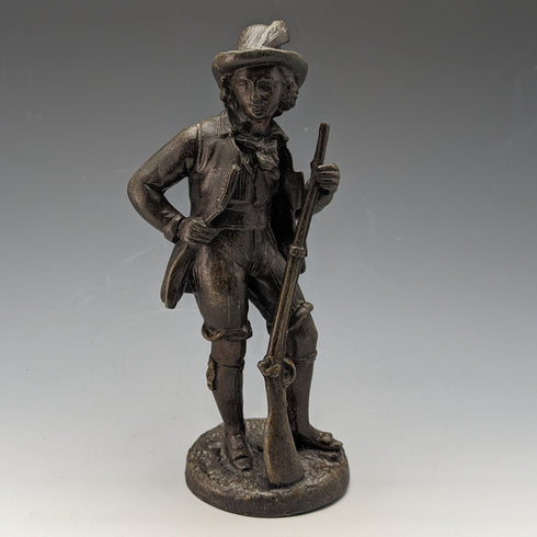 復古青銅人持槍雕像