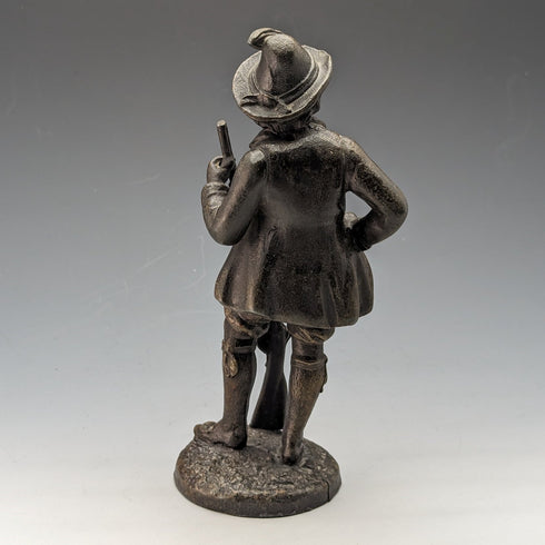 復古青銅人持槍雕像