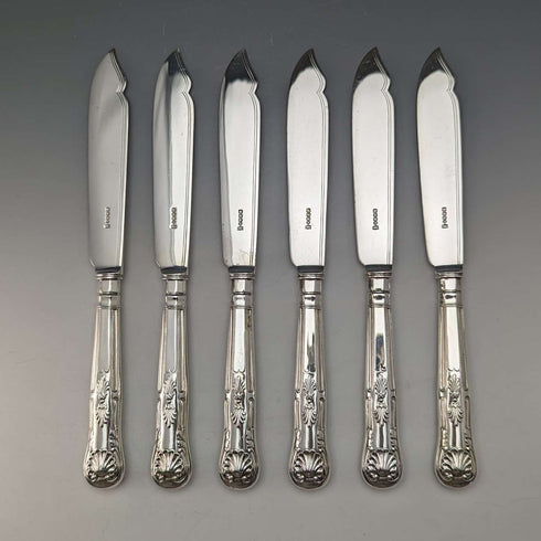 1930年頃 英国ヴィンテージ シルバープレート製 フィッシュカトラリー6ペアセット Hukin & Heath