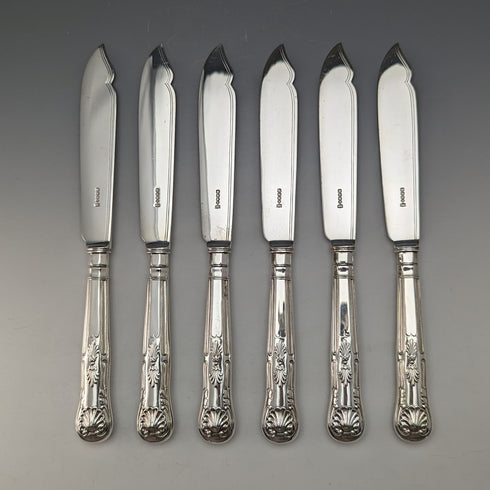 1930年頃 英国ヴィンテージ シルバープレート製 フィッシュカトラリー6ペアセット Hukin & Heath