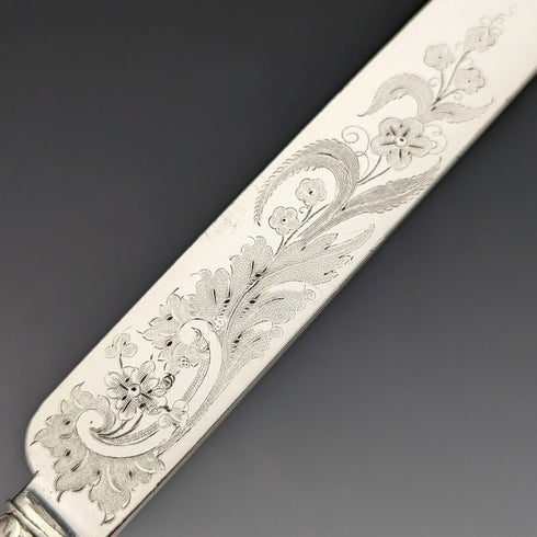 1850年頃 英国アンティーク ソリッドシルバーハンドル カトラリー12ペアセット 木箱入り Martin Hall