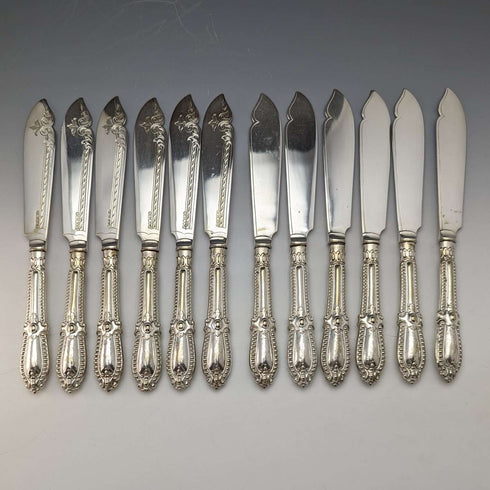 19 世紀末英國古董鍍銀餐具 12 副組木盒 Deykin & Sons