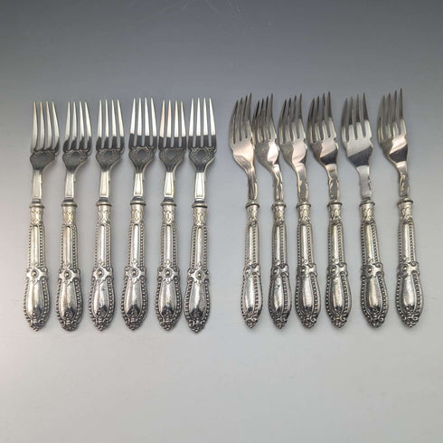 19 世紀末英國古董鍍銀餐具 12 副組木盒 Deykin & Sons