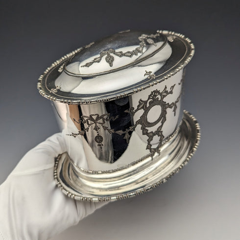 1905年頃 英国アンティーク シルバープレート製 ビスケットバレル Atkin Brothers