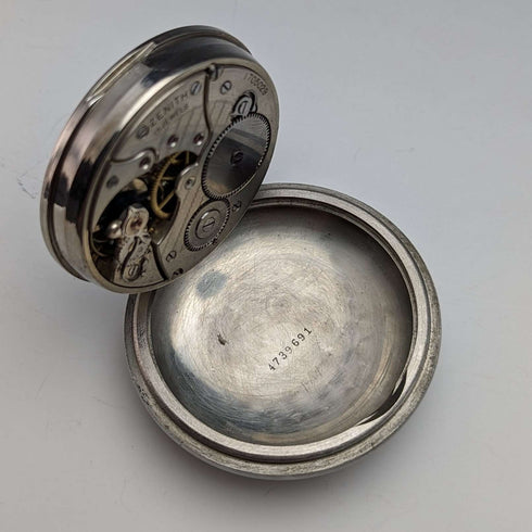 1914年頃 アンティーク ゼニス 大型懐中時計 合金ケース 動作良好