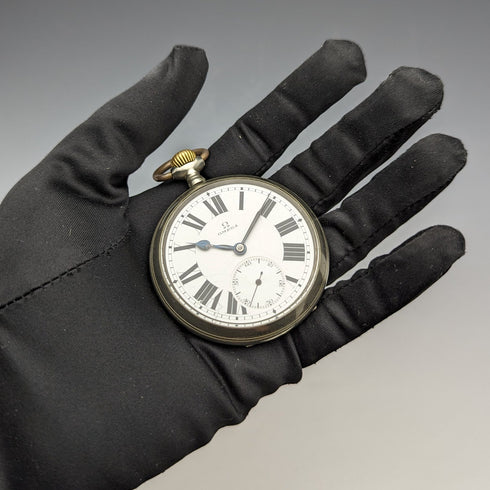 約 1910 年古董歐米茄大號懷錶合金錶殼工作狀況良好