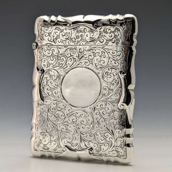 1907 British Antique Sterling Silver Card Case 84g Smith & Bartlam