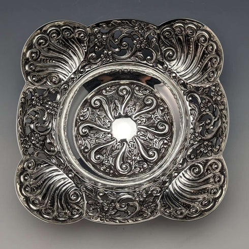 1893 British Antique Sterling Silver Finely Decorated Dish 154g Charles Boyton II