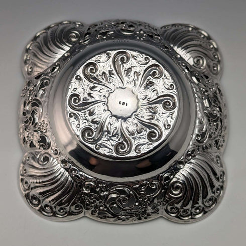1893 British Antique Sterling Silver Finely Decorated Dish 154g Charles Boyton II