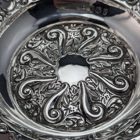 1893 British Antique Sterling Silver Finely Decorated Dish 154g Charles Boyton II