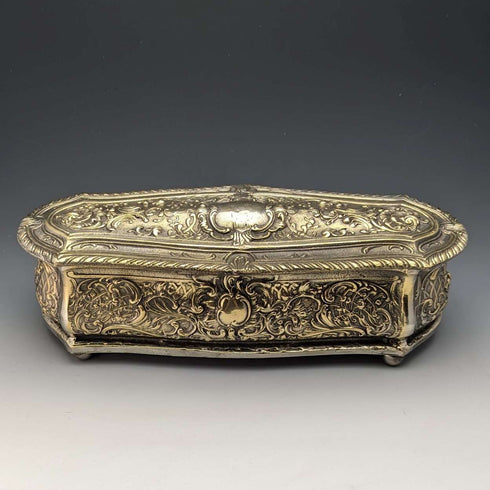 British Vintage Brass Large Casquette Jewelry Box Accessory Case