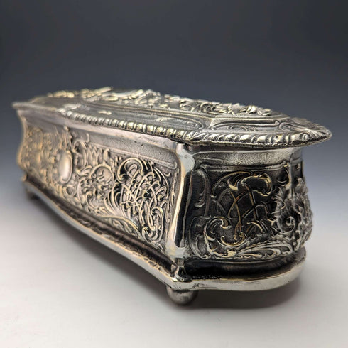 British Vintage Brass Large Casquette Jewelry Box Accessory Case