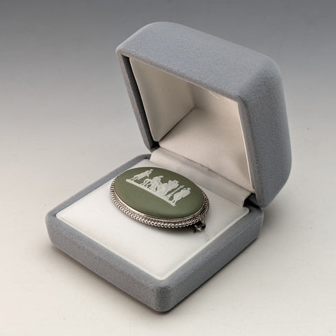 British Vintage Wedgwood Green Jasperware Brooch