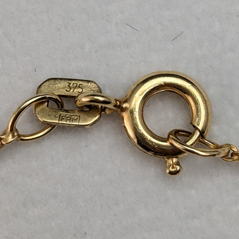 英國復古 K9 黃金與藍寶石心形吊飾項鍊