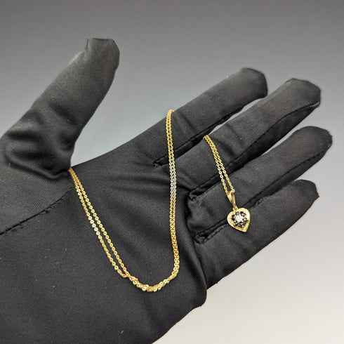 英國復古 K9 黃金與藍寶石心形吊飾項鍊