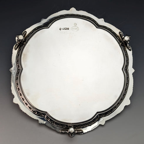 1899 年英國古董純銀 Salva 卡托盤直徑 22 公分 315 克 Mappin Brothers
