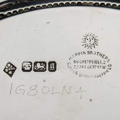 1899 年英國古董純銀 Salva 卡托盤直徑 22 公分 315 克 Mappin Brothers