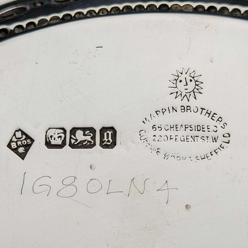1899 年英國古董純銀 Salva 卡托盤直徑 22 公分 315 克 Mappin Brothers