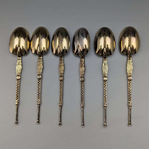 1936 年英國復古純銀註釋湯匙 6 件裝盒裝