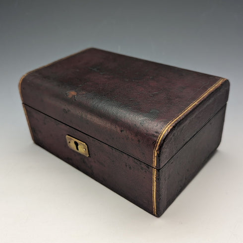 英国アンティーク レザー張り 懐中時計&ジュエリーボックス 小物入れ