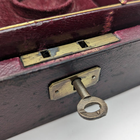 英国アンティーク レザー張り 懐中時計&ジュエリーボックス 小物入れ