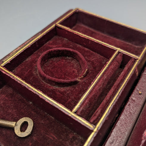 英国アンティーク レザー張り 懐中時計&ジュエリーボックス 小物入れ