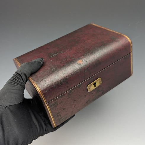 英国アンティーク レザー張り 懐中時計&ジュエリーボックス 小物入れ