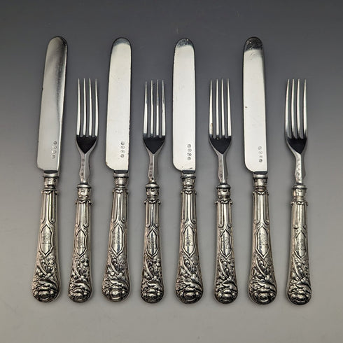 1830 British Antique Sterling Silver Handle Cutlery Set of 4 John Rodgers & Sons
