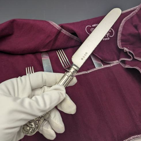 1830 British Antique Sterling Silver Handle Cutlery Set of 4 John Rodgers & Sons