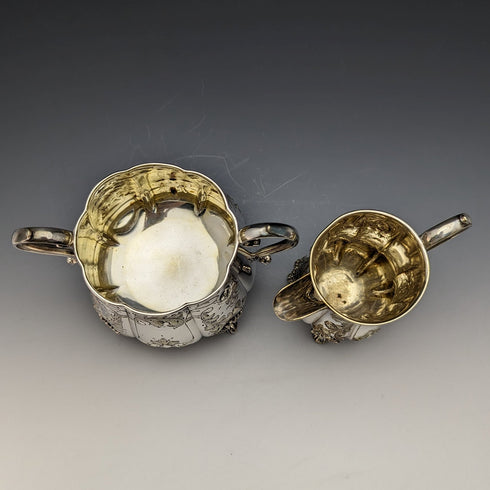British Antique Silver Plated Sugar Bowl & Cream Jug