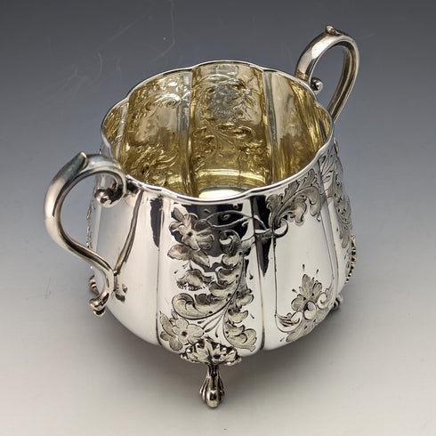 英国アンティーク シルバープレート製 シュガーボウル&クリームジャグ