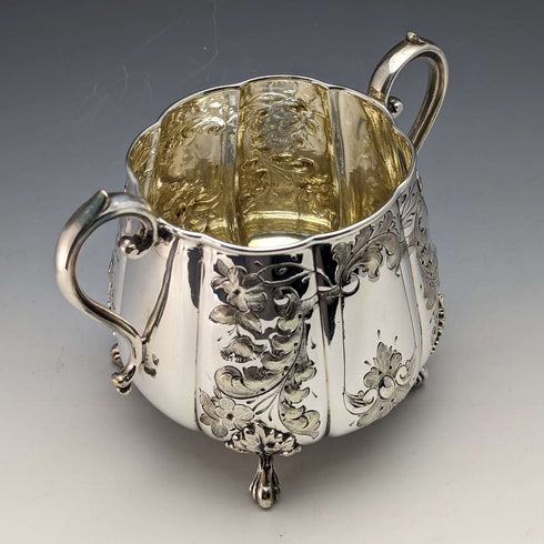 British Antique Silver Plated Sugar Bowl & Cream Jug