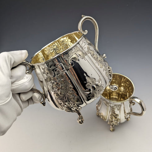 British Antique Silver Plated Sugar Bowl & Cream Jug