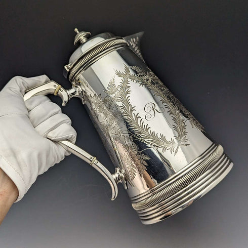 Late 19th Century British Antique Silver Plated Water Jug William Marples