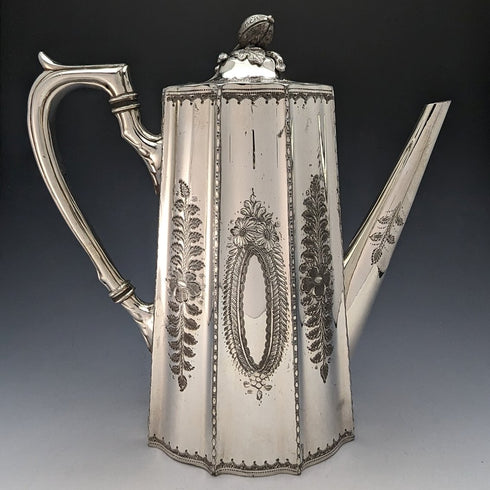 約 1890 年英國古董鍍銀咖啡壺本傑明·格雷森