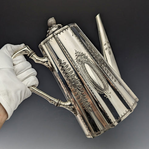 約 1890 年英國古董鍍銀咖啡壺本傑明·格雷森