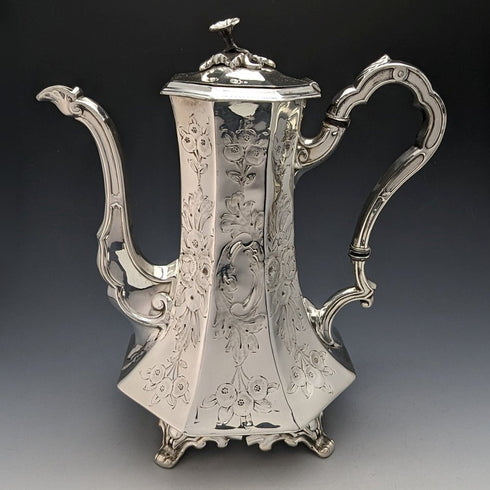 British Antique Victorian Style Silver Plated Coffee Set